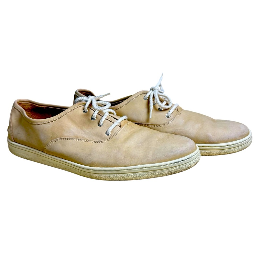 Salvatore Ferragamo Tan Leather Oxfords Sneakers Designer Low Top Shoes Size 12